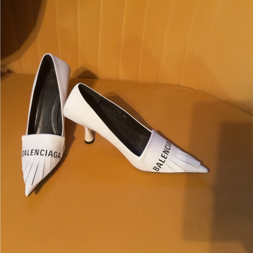 Balenciaga White Pointed Toe Heels